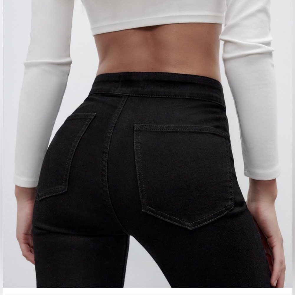NWOT Zara Stretch Jeans - Black Flare - Size 2 - Picture 2 of 7